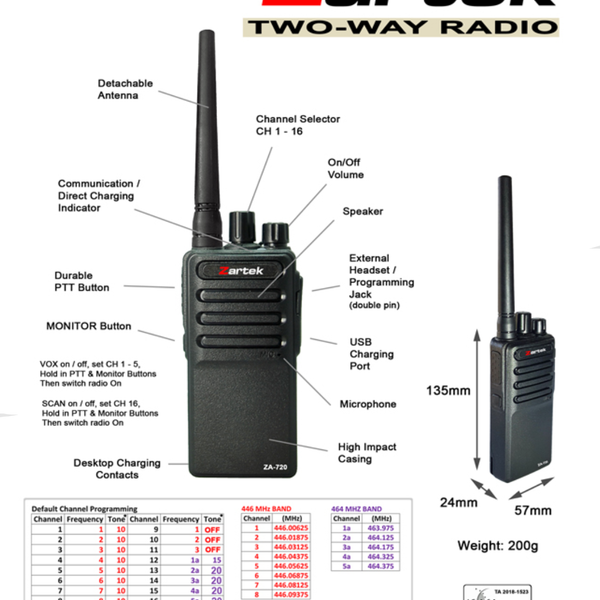E.T. WALKIE TALKIES 2個セット Zartek ZA-720 Two-Way Radio – New World