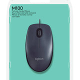 Logitech M100 Wired USB Mouse Black