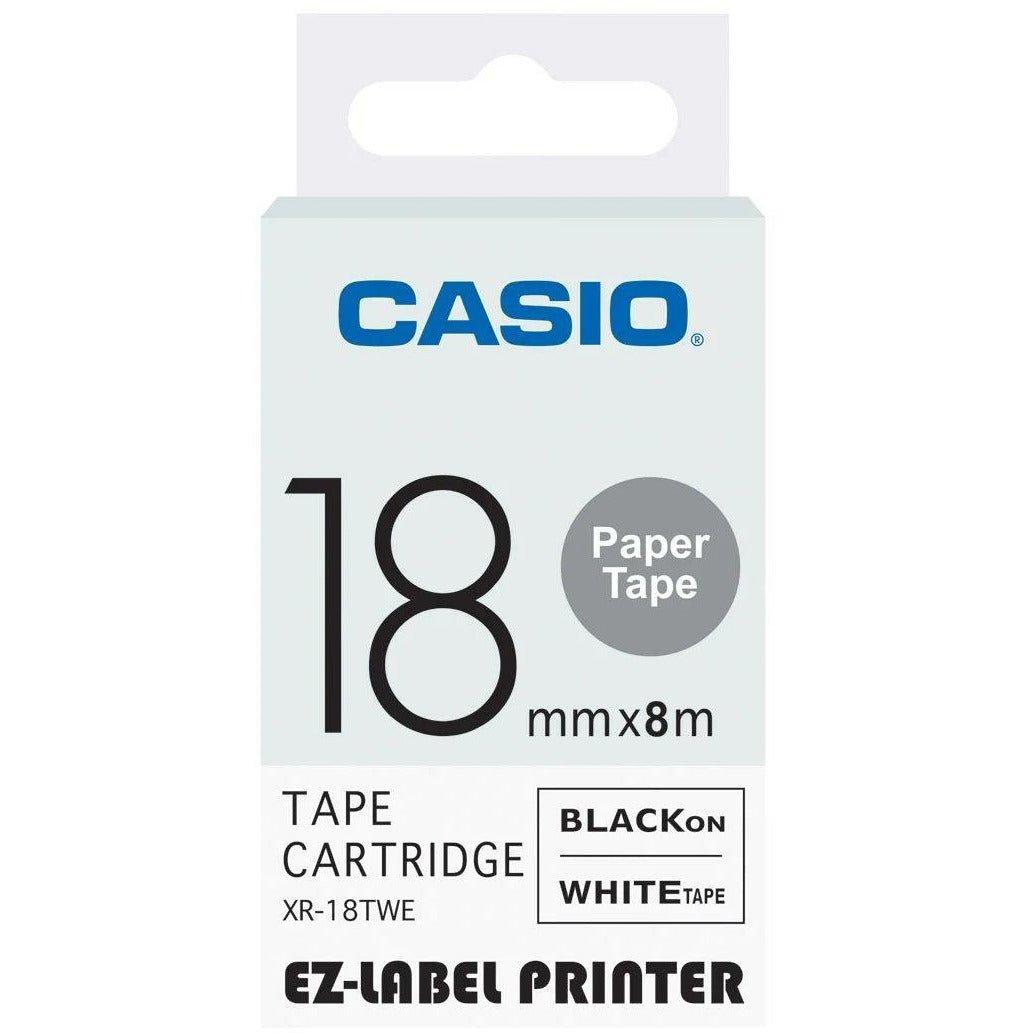 Casio Ez-Label Tape Cartridge 18mm, Black on White (XR-18TWE