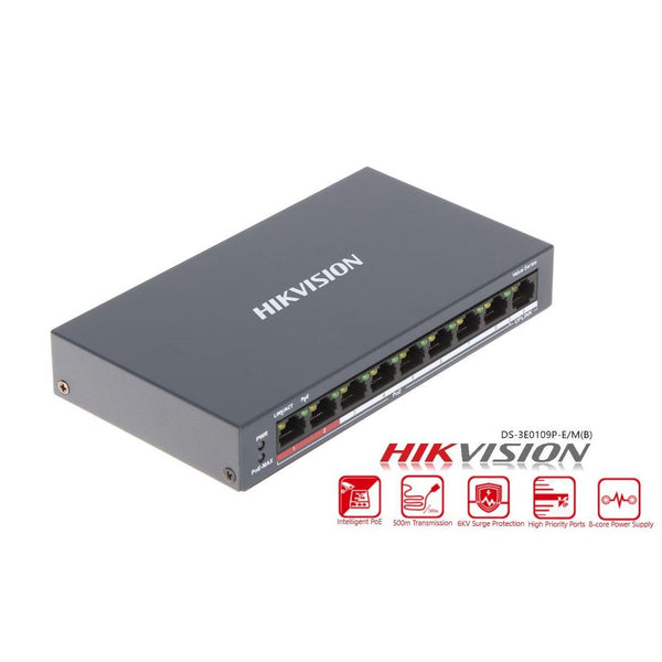Buy Hikvision 8 Port Fast Ethernet Unmanaged POE Switch DS-3E0109P-E(C)  from Sharp Imaging