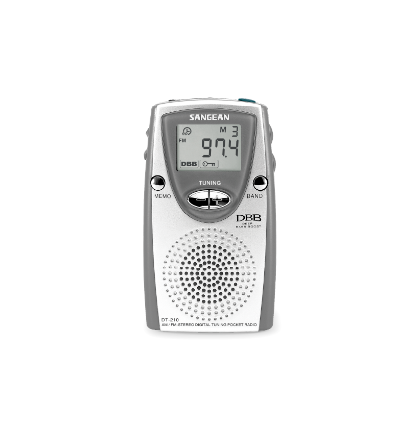 Sangean DT-210 AM / FM-Stereo Pocket Radio - Silver