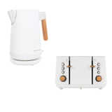 Boden Stark KS01W White 1.7L Kettle + Boden Stark TS401W Anson 4 Slice Toaster - White