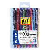 Pilot Frixion Clicker Retractable Rollerball Pen 0.7mm Set 6+2