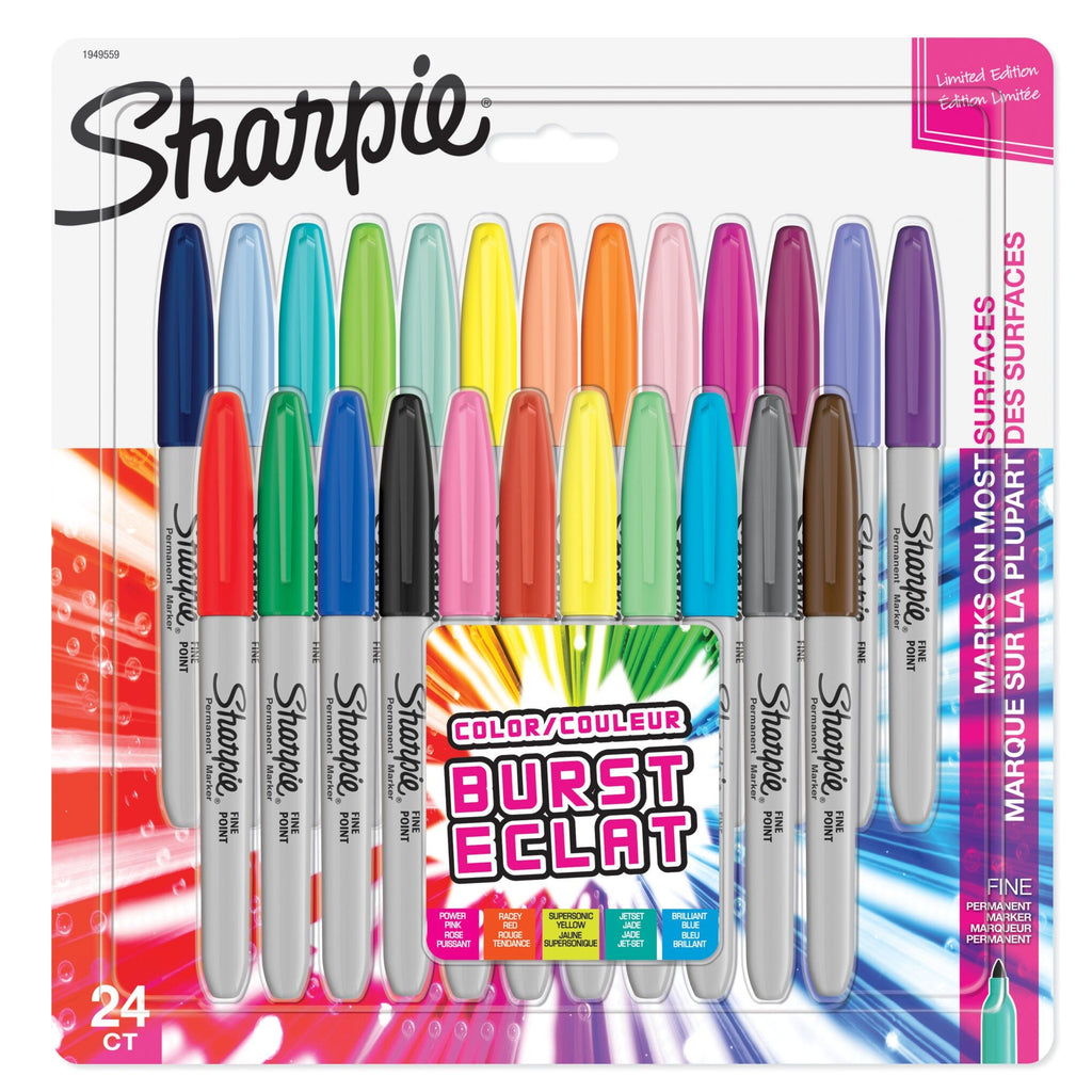 Sharpie Fine Permanent Markers Assorted Colour Burst 24 Pack – New World