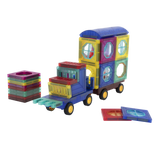 edu-matic Mini-Mags 43 Piece Magnetic Tiles Set with Train Carts