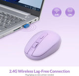 Rii RM700 Wireless Mouse  2.4G Silent Mouse with USB Nano Receiver - Purple