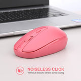 Rii RM700 Wireless Mouse  2.4G Silent Mouse with USB Nano Receiver - Pink