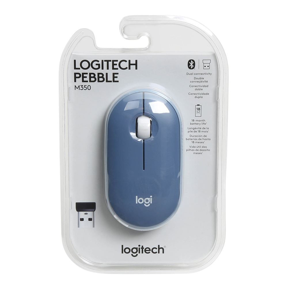 Logitech M350 Pebble Wireless Mouse - Blueberry