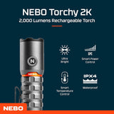 Nebo Torchy 2K Rechargeable Pocket Flashlight  - 2000 Lumen