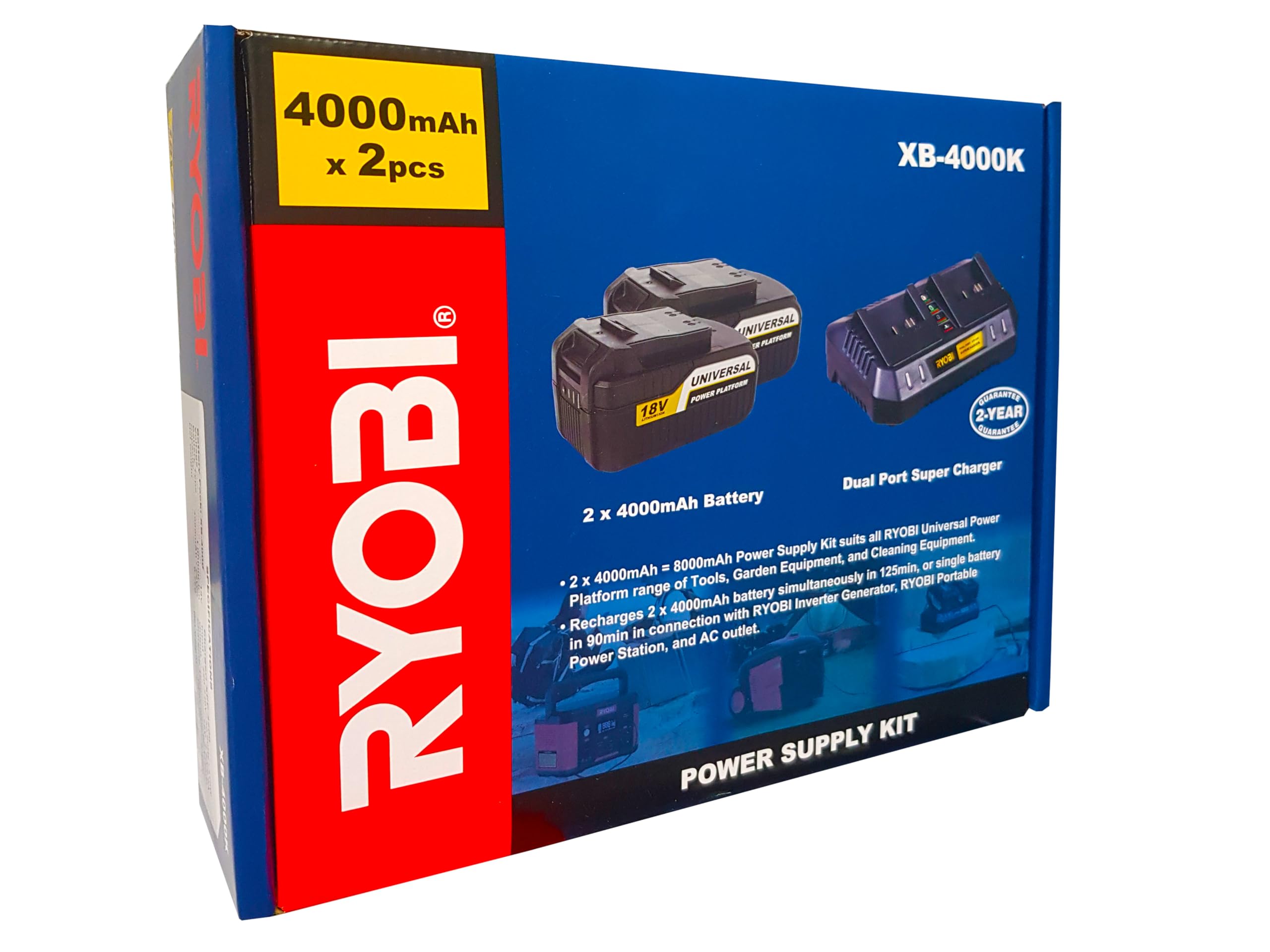 Battery Charger Blue Ryobi Battery Ryobi XB-4000K 18V Batteries