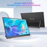 Rii RS100+ Portable Monitor, 15.6 inch 1080P FHD IPS Display with KickStand