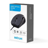 Astrum MU110 3B USB Wired Large Optical Mouse – Grey