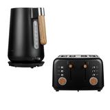 Boden Stark KS01B Black 1.7L Kettle + Boden Stark TS401B Anson 4 Slice Toaster - Black