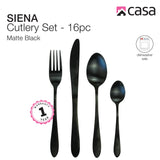 Casa CACS04 Sienna 16pc Cutlery Set - Black Steel