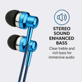 Astrum EB250 Electro Painted Stereo Earphones with Mic – Blue