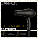 Carmen EBHAC Ebony AC Motor Hair Dryer