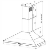 Ferre D004 90cm Chimney Cookerhood - Black