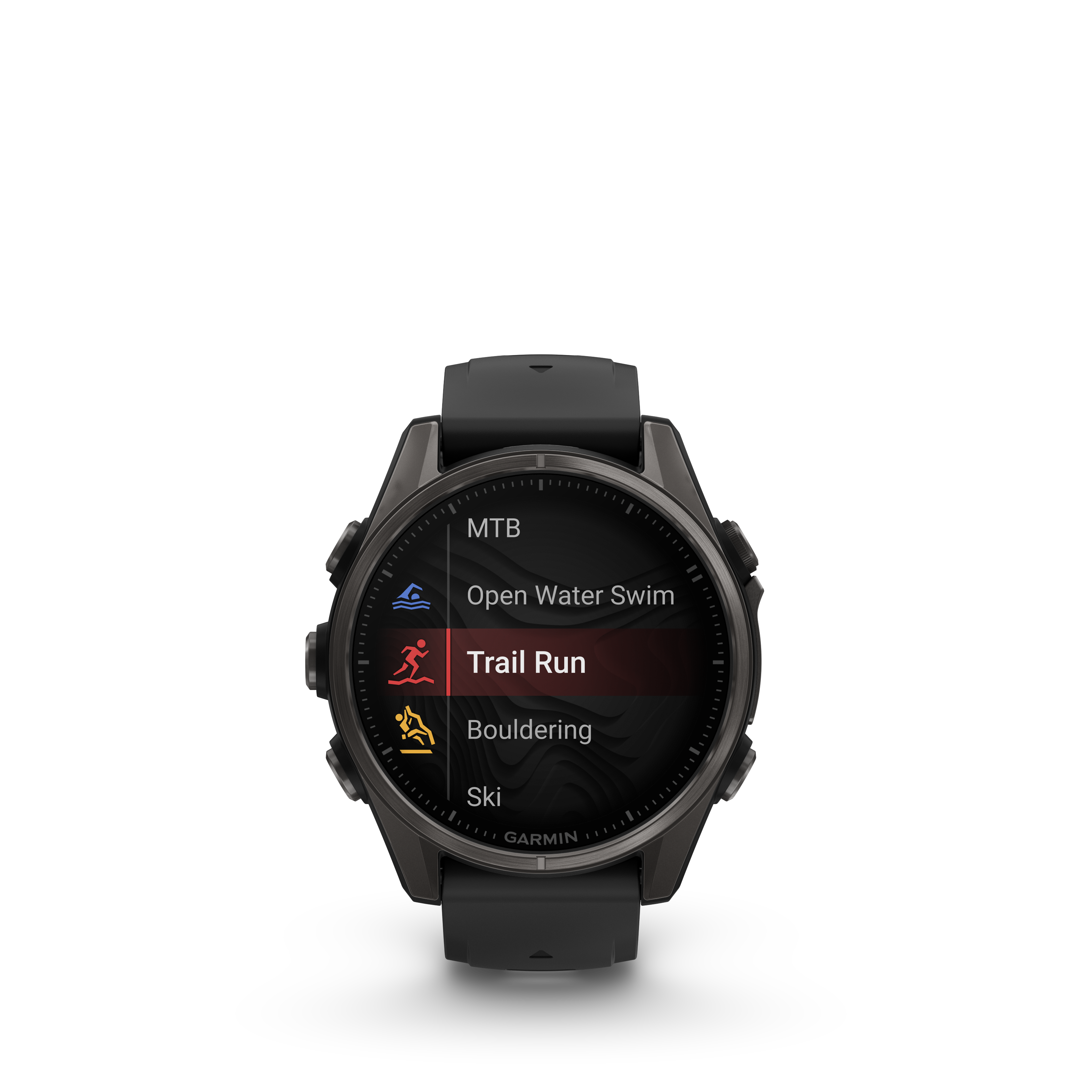 Garmin fēnix® 8 – 43 mm, AMOLED Sapphire, Carbon grey DLC titanium with Black/pebble grey silicone band