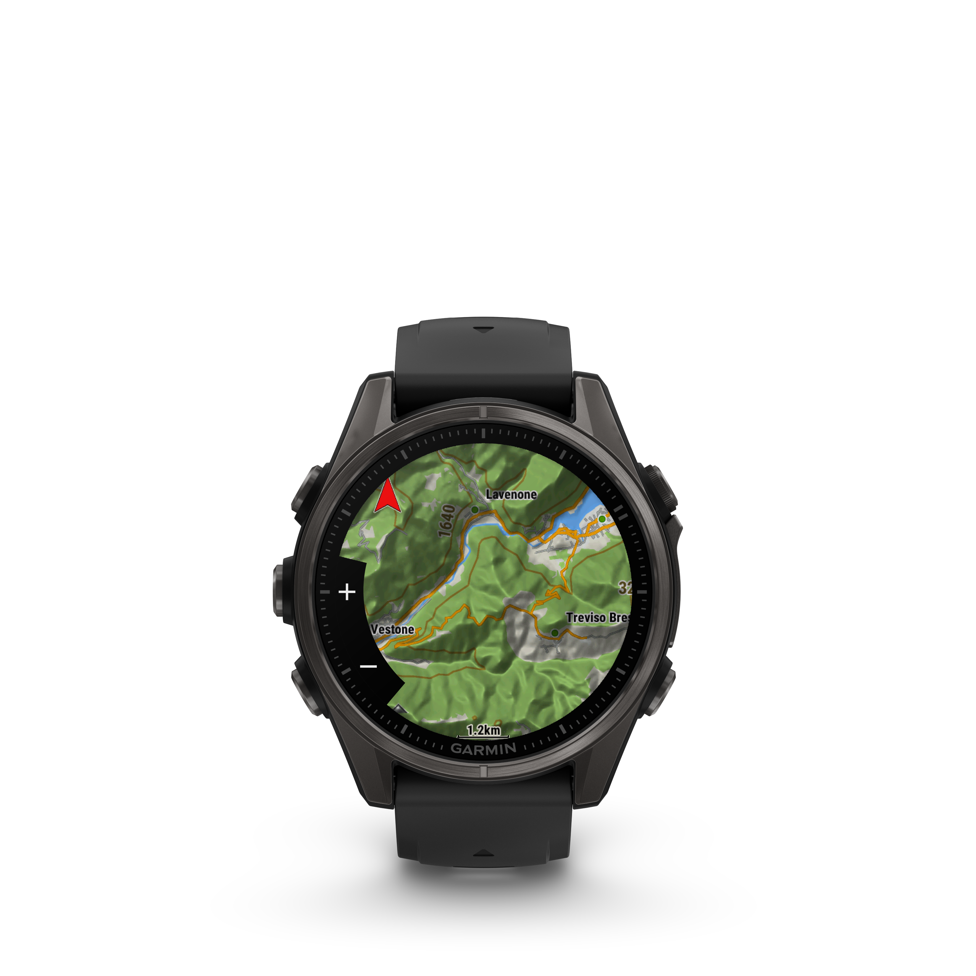 Garmin fēnix® 8 – 43 mm, AMOLED Sapphire, Carbon grey DLC titanium with Black/pebble grey silicone band