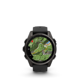 Garmin fēnix® 8 – 43 mm, AMOLED Sapphire, Carbon grey DLC titanium with Black/pebble grey silicone band
