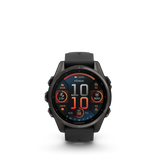 Garmin fēnix® 8 – 43 mm, AMOLED Sapphire, Carbon grey DLC titanium with Black/pebble grey silicone band