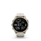 Garmin fēnix® 8 – 43 mm, AMOLED Sapphire, Soft gold with Fog grey/dark sandstone silicone band