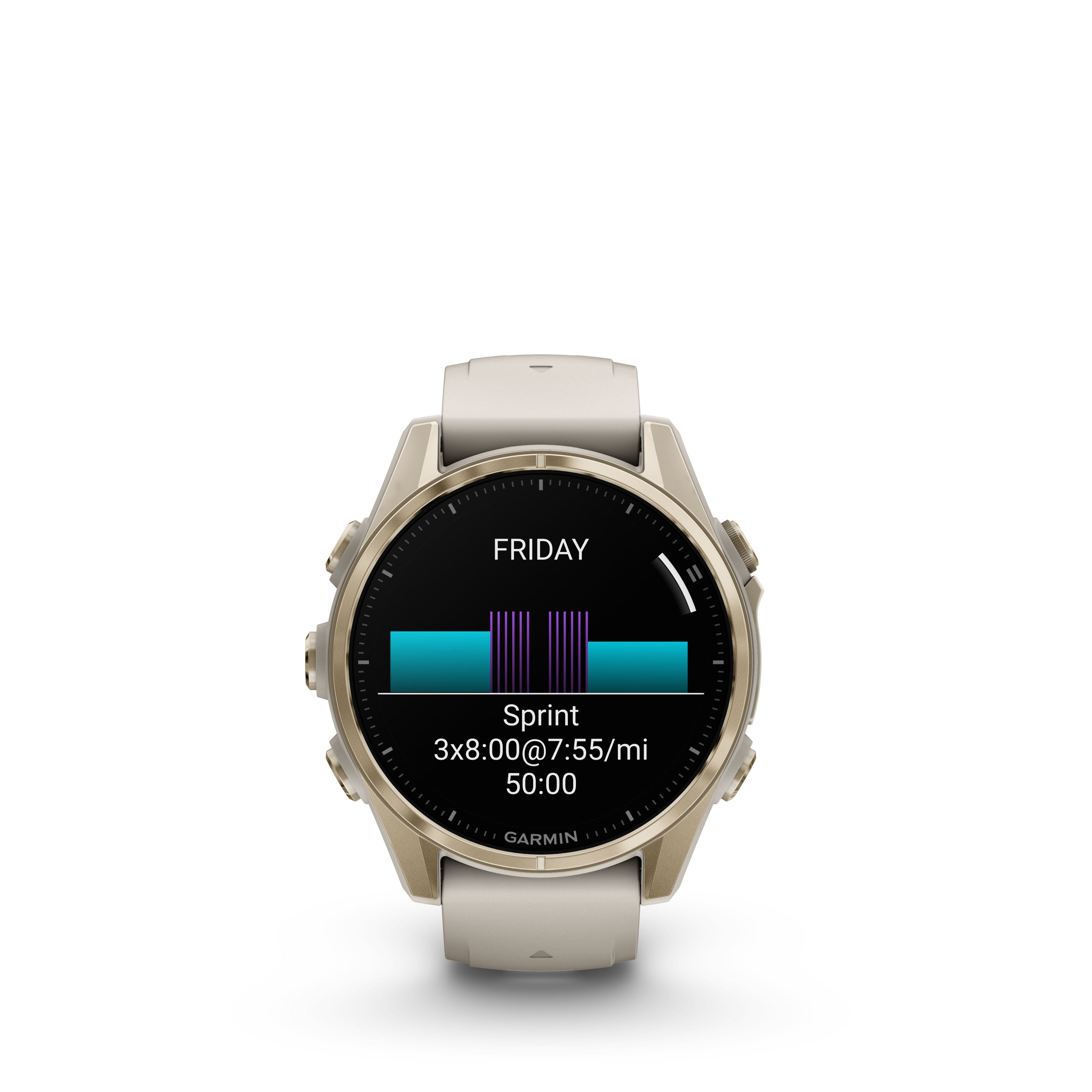 Garmin fēnix® 8 – 43 mm, AMOLED Sapphire, Soft gold with Fog grey/dark sandstone silicone band