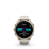 Garmin fēnix® 8 – 43 mm, AMOLED Sapphire, Soft gold with Fog grey/dark sandstone silicone band