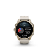 Garmin fēnix® 8 – 43 mm, AMOLED Sapphire, Soft gold with Fog grey/dark sandstone silicone band