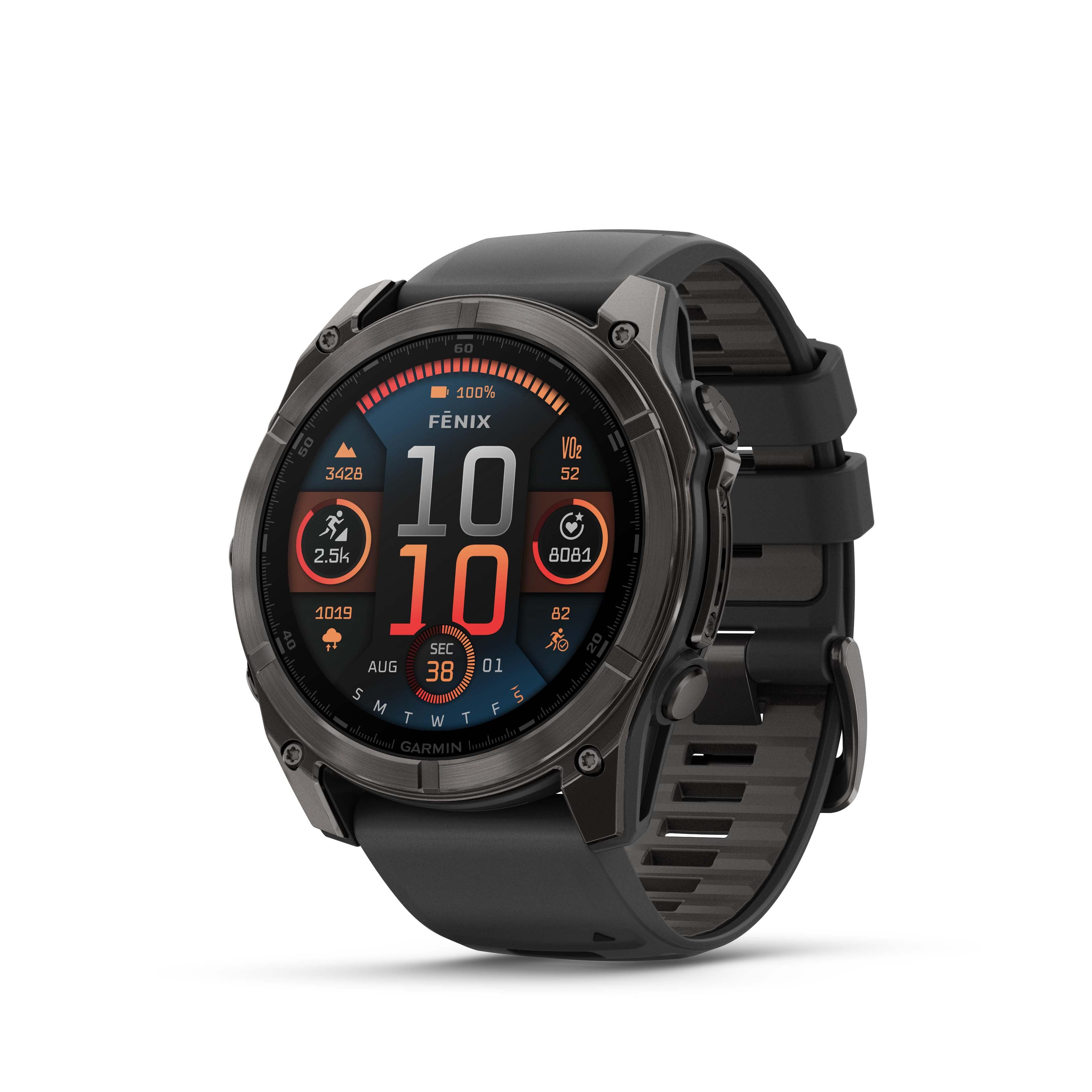 Garmin fēnix® 8 – 51 mm, AMOLED Sapphire, Carbon grey DLC with Black/pebble grey silicone band
