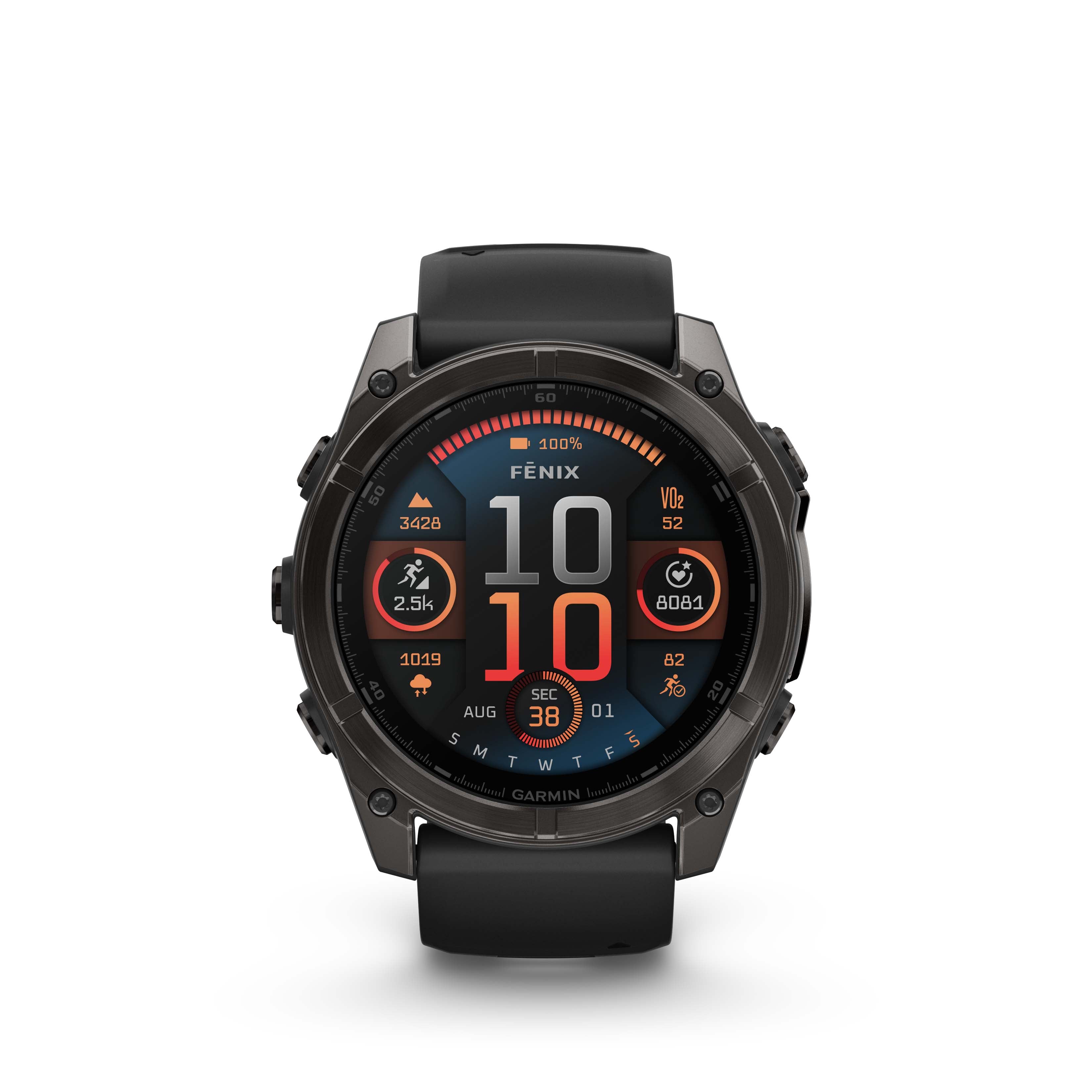 Garmin fēnix® 8 – 51 mm, AMOLED Sapphire, Carbon grey DLC with Black/pebble grey silicone band