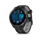 Garmin Forerunner® 965 Carbon Gray DLC Titanium Bezel with Black Case and Black/Powder Gray Silicone Band
