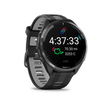 Garmin Forerunner® 965 Carbon Gray DLC Titanium Bezel with Black Case and Black/Powder Gray Silicone Band