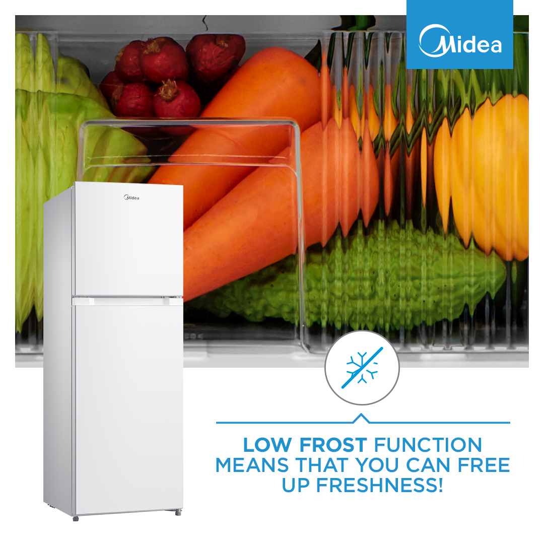 Midea HD-216FN-White Fridge/Freezer – New World Midea HD-216FN-White Fridge/Freezer – New World