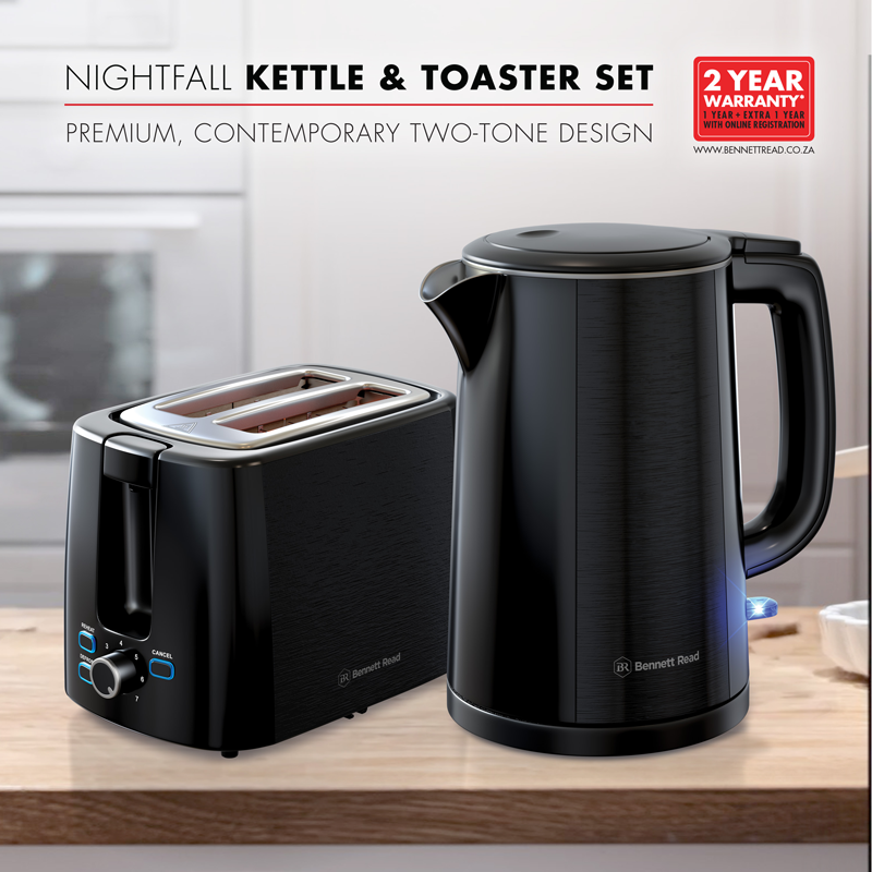 あかり　ポットのセット Bennett Read KBP102 Midnight Kettle & Toaster Set – New World