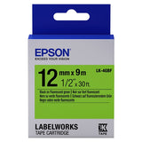 Epson LC-4GBF9 Tape Cartridge 12mm x 9m - Black on Green Flourescent