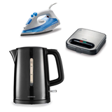 Kenwood ZJP00.000BK 1.7L Cordless Kettle + Kenwood SMM00.000SI 2 Slice Snackwich+Kenwood STP42.000WB Steam Iron