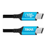 TROO Certified Ultra Fast Charge 100W Type-C Silicone Blue - 1 Meter