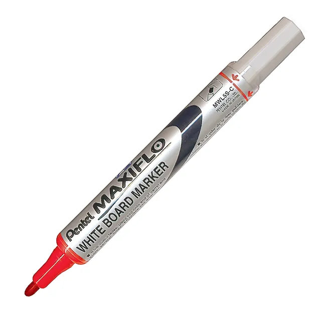 Pentel Maxiflo MWL5W-AX - Pennarelli Per Lavagna Bianca, Punta Conica Ultra-Larga, Nero, Confezione Da 12 - 5