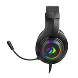 Redragon Over-Ear HYLAS Aux (Mic & Headset)|USB (Power Only) RGB Gaming Headset – Black