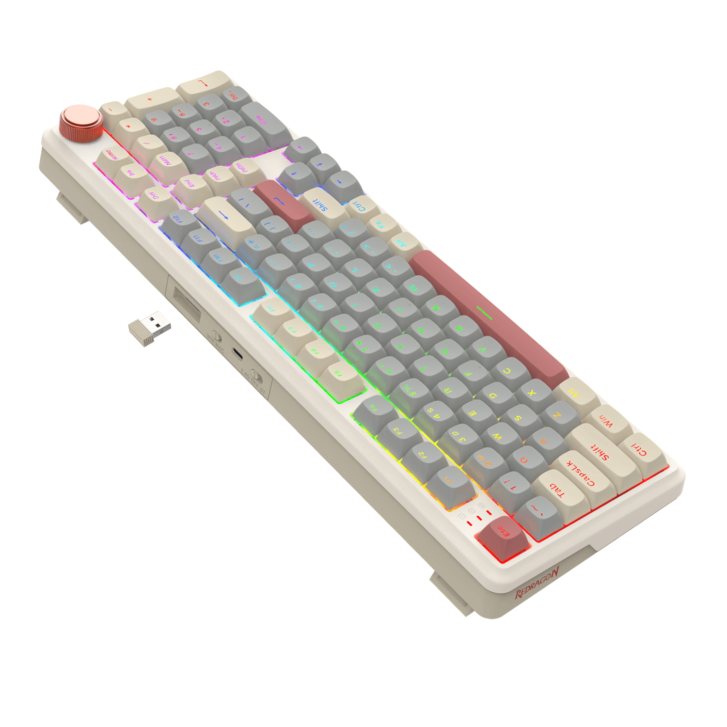 Redragon EISA 100 Retro RGB Wireless Mechanical Keyboard – Cream/Grey