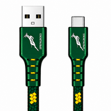 Springboks Official Licensed Certified 60W Fast Charge USB-C Braided Cable - 2m