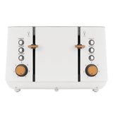 Boden Stark KS01W White 1.7L Kettle + Boden Stark TS401W Anson 4 Slice Toaster - White