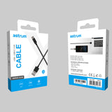Astrum Verve UC30 3A USB-A to USB-C Charge & Sync Braided Cable – Black