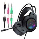Astrum HG100 Wired Gaming Headset, 2 x 3.5mm with Boom Mic and USB LED