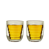 QDO Element Wood 210ml Double Wall Glasses - 2pk