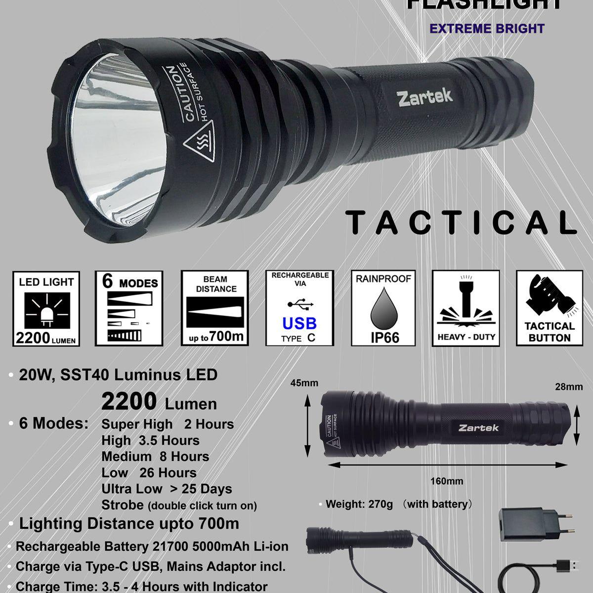Zartek ZA-817 LED Rechargeable Torch – New World Zartek ZA-817 LED Rechargeable Torch – New World
