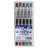 Pilot G-Tec-C4 Ultra Fine 04 Needle Tip Pens - Wallet of 5 Colours