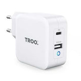 TROO Certified PD 65W Fast Charge Dual Type-C & USB Power Adapter - PD8002