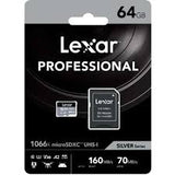 Lexar 64GB Professional 1066x UHS-I microSDXC Memory Card with SD Adaptor